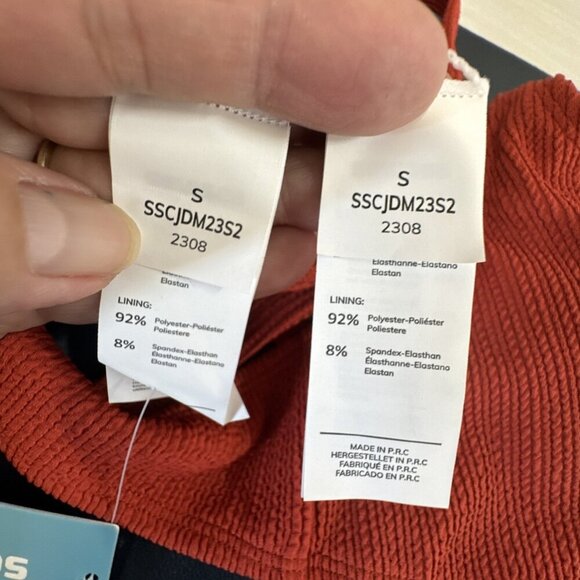 Women's S Two-Piece High Waist Bikini Swimsuit Textured Pumpkin Rust NWT - Picture 11 of 16